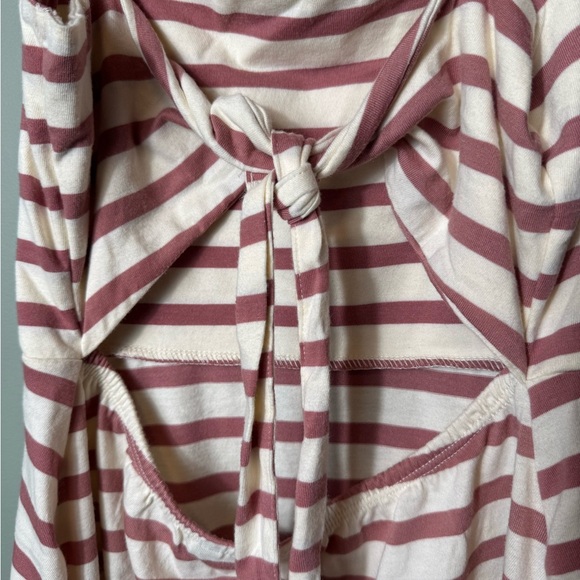 ASOS DESIGN mini strappy sundress with tie back in cream and‎ rose stripe Size 6 - Picture 4 of 7